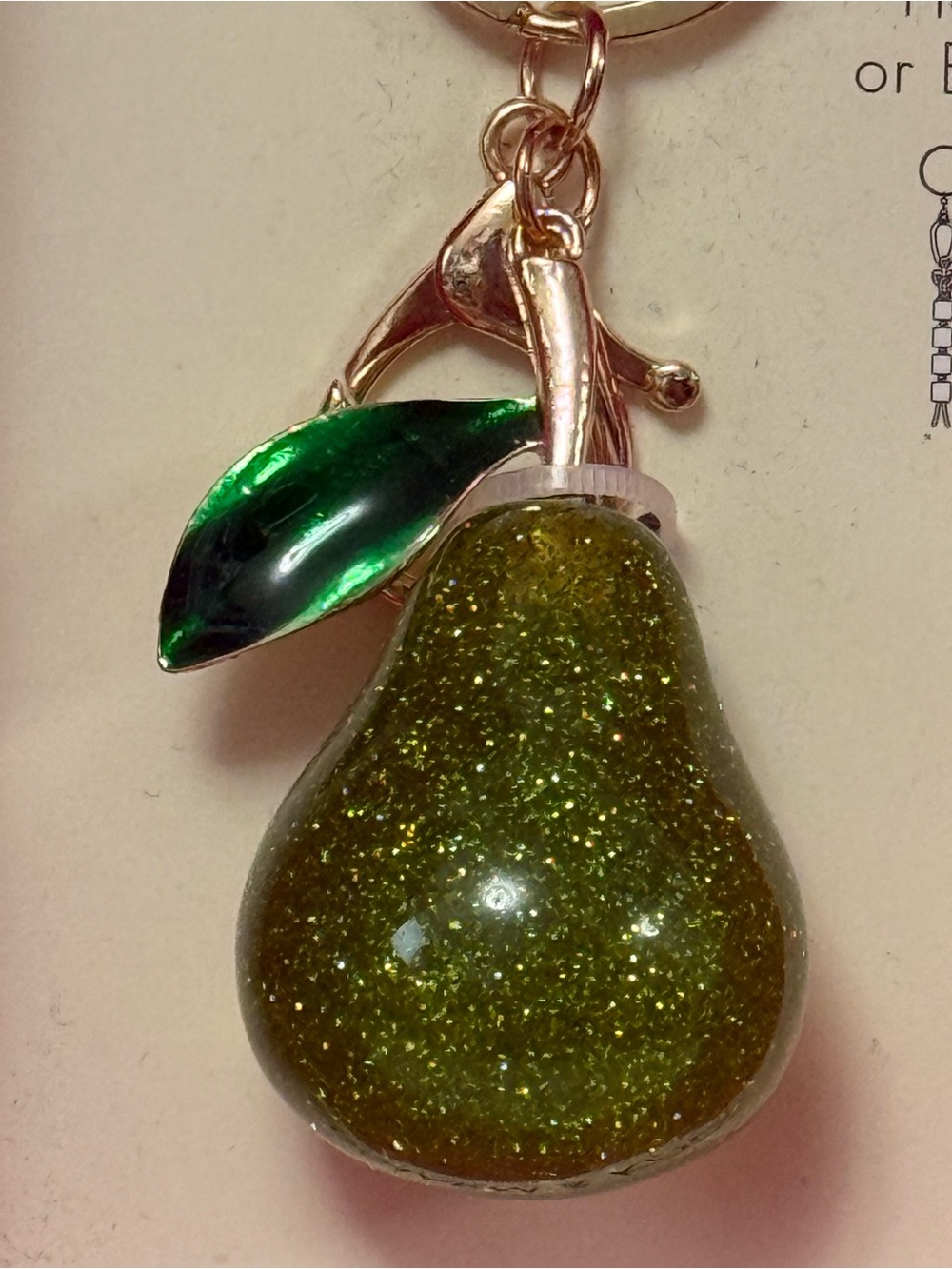nOir Glitter Green Pear Bag Charm & Keychain - Picture 2 of 5